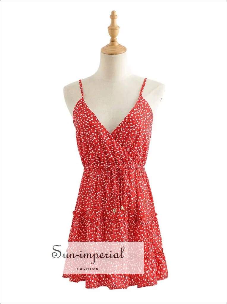 Sun-imperial Vintage Floral Women Mini Slip Dress Spring Cross Vneck Backless Vacation SUN-IMPERIAL United States
