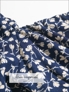 Sun-imperial Vintage off Shoulder Floral Print Women Midi Dress Spring Square Collar SUN-IMPERIAL United States