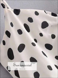 Sun-imperial Vintage Polka Dot Women Midi Dress Spring Strapless Elastic Waist Vacation SUN-IMPERIAL United States
