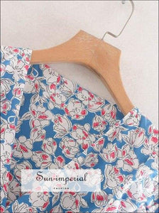 Sun-imperial Vintage Women Dress Flower Print Puff Sleeve High Waist Fashion Short Spring Summer vintage SUN-IMPERIAL United States