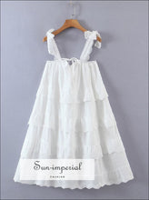 White layered lace ruffle tie strap mini dress - Sun Imperial (photo 2)