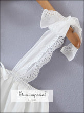 White layered lace ruffle tie strap mini dress - Sun Imperial (photo 3)