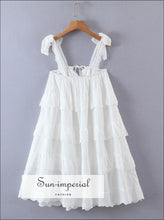 White layered lace ruffle tie strap mini dress - Sun Imperial (photo 5)