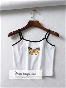Sun-imperial Women Butterfly Print Retro Cami top High Street Fashion