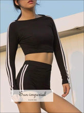 Sun-Imperial Sun-imperial Women Contrast Binding Fitted top & Shorts Set High Street Fashion