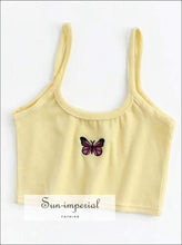 Sun-imperial Women Embroidery Butterfly Velvet Tank top High Street Fashion