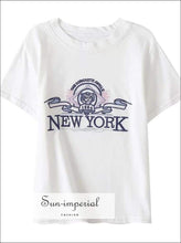 Sun-imperial Women Embroidery Letters Fitted T-shirt Cotton Crop top High Street Fashion