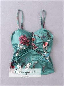 Sun-imperial Women Padded Cup Floral Print Camisole Cup detail Satin Camis High Street Fashion