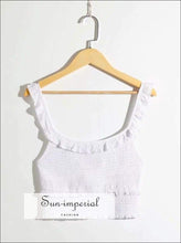 Sun-imperial Women Petite Shirred Cami top with Ruffle Details Smocked Cami top High Street Fashion