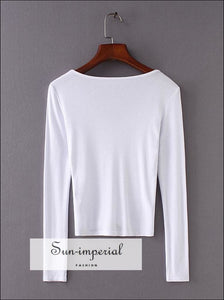 Sun-imperial Women Plunging Neck Ruched detail Split Tee High Street Fashion