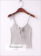 Sun-imperial Women Sexy Lace up front Camisole Breast Tie up Camisole Femme Tops 100% Cotton Camis