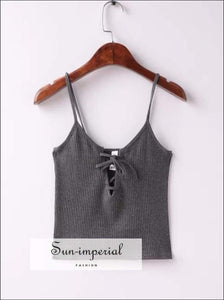 Sun-imperial Women Sexy Lace up front Camisole Breast Tie up Camisole Femme Tops 100% Cotton Camis