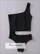 Sun-imperial Women Sexy One Shoulder Bodysuit with Cut out Waist detail High Street Fashion
