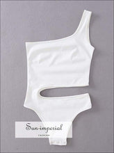 Sun-imperial Women Sexy One Shoulder Bodysuit with Cut out Waist detail High Street Fashion