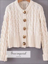 Sun-imperial Women Hot Pink Sweater Autumn Winter Long Sleeve Golden Buttons Cardigan