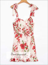 Sun-imperial Women Tie Strap Mini Dress Floral Sweetheart Neckline and Ruffle Edges Usa SUN-IMPERIAL United States