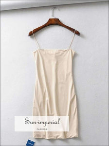 Sun-imperial Women Two Layers Bodycon Mini Dress Petite Basic Cami Strap Bodycon Dress High Street