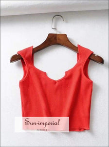 Sun-imperial Women V Cut front Crop Tank High Street Fashion SUN-IMPERIAL United States