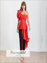 Women's asymmetrical one-shoulder puff blouse