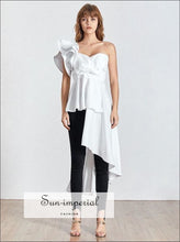 Women's asymmetrical one-shoulder puff blouse