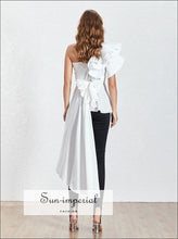 Women's asymmetrical one-shoulder puff blouse