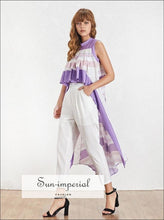 Women's asymmetrical vintage sleeveless blouse