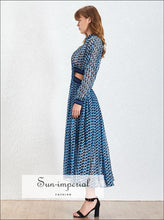 Women's blue boho A-line maxi dress