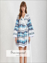 Women's embroidered wrap tie mini dress