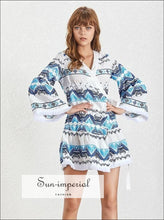 Women's embroidered wrap tie mini dress