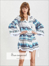 Women's embroidered wrap tie mini dress