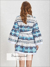 Women's embroidered wrap tie mini dress