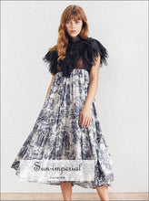 Women's floral mesh lace midi dress