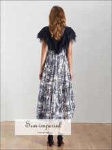 Women's floral mesh lace midi dress