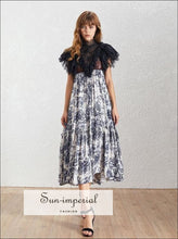 Women's floral mesh lace midi dress
