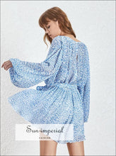 Women's floral V-neck flare sleeve romper