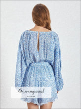 Women's floral V-neck flare sleeve romper