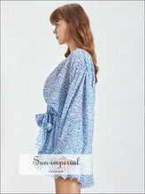 Women's floral V-neck flare sleeve romper
