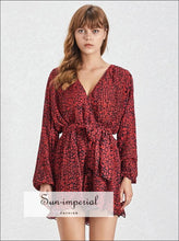 Women's floral V-neck flare sleeve romper