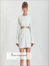 Women's lace embroidery butterfly sleeve mini dress