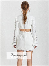 Women's lace embroidery butterfly sleeve mini dress
