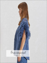 Women's mesh patchwork sleeveless denim jacket