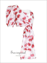 Women's off-shoulder puff sleeve printed crop top