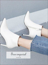 Women's pointed high heel leather ankle boots
