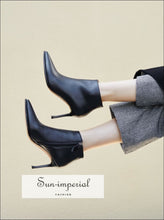 Women's pointed high heel leather ankle boots