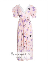 Women's printed off-shoulder puff sleeve midi dress