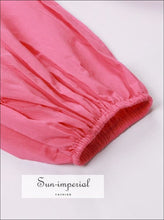 Women's rose tie-dye A-line puff sleeve mini dress
