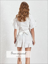 Women's ruffle lace-up asymmetrical mini dress