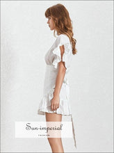 Women's ruffle lace-up asymmetrical mini dress