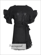 Women's ruffle lace-up asymmetrical mini dress