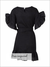 Women's ruffle lace-up asymmetrical mini dress